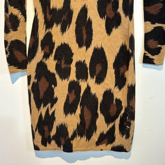 Leopard Print Wool Blend Bodycon Knit Dress - Picture 6 of 9
